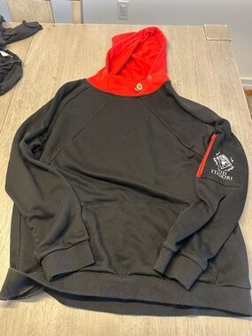 Black & Red Hooded Sweatshirt with Sleeve Logo